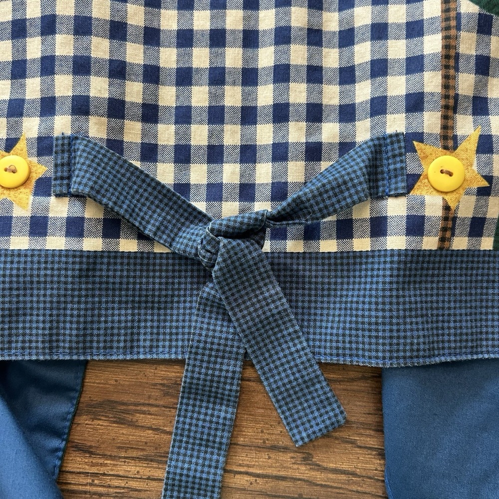 Handmade Blue Gingham Sunflower Appliqué Novelty Button Vest Cottagecore OS - Picture 13 of 15